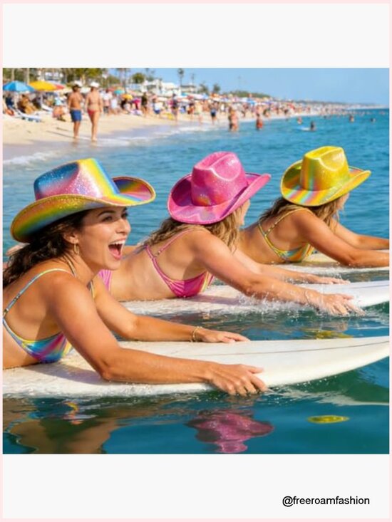 Sparkly Cowboy Hat Holographic Western Costume Hat Neon Cowgirl Hat main image 6